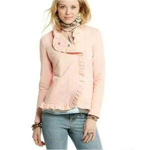 Matilda Jane pink ruffle snap moto girlhoodcore feminine barbiecore jacket MED